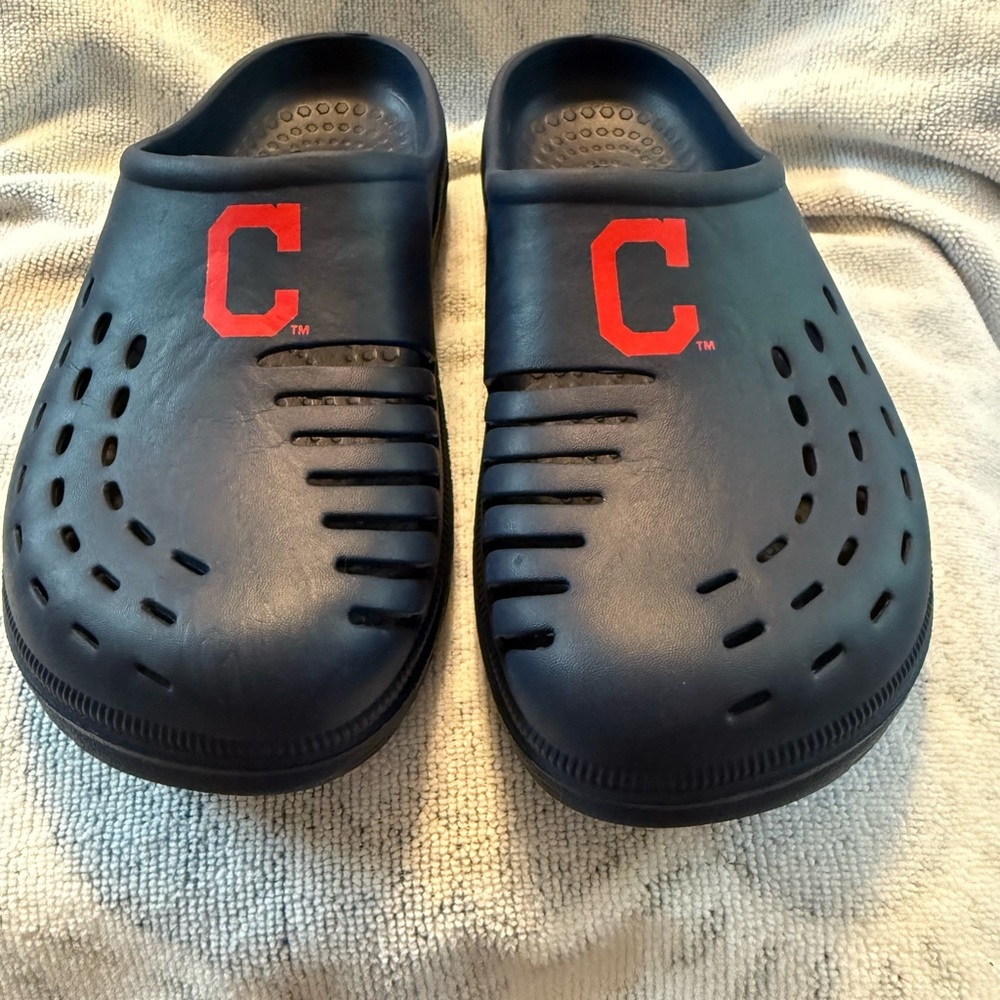Cleveland Guardians Navy Slip-On Clogs with Red Lettering